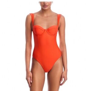 SIMKHAI Kyle Bustier One Piece Swimsuit Lobster Orange XS 226-9009-SW New